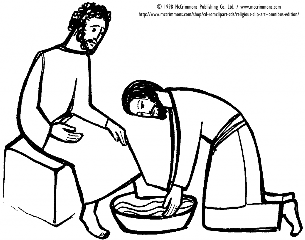 Clipart image of Jesus washing a disciple's feet