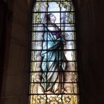 Stained glass depiction of "Faith" at St Peter the Fisherman, Craster