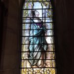Stained glass depiction of "Faith" at St Peter the Fisherman, Craster