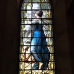 Stained glass depiction of "hope" at St Peter the Fisherman, Craster