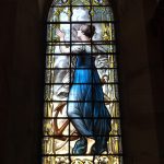 Stained glass depiction of "hope" at St Peter the Fisherman, Craster
