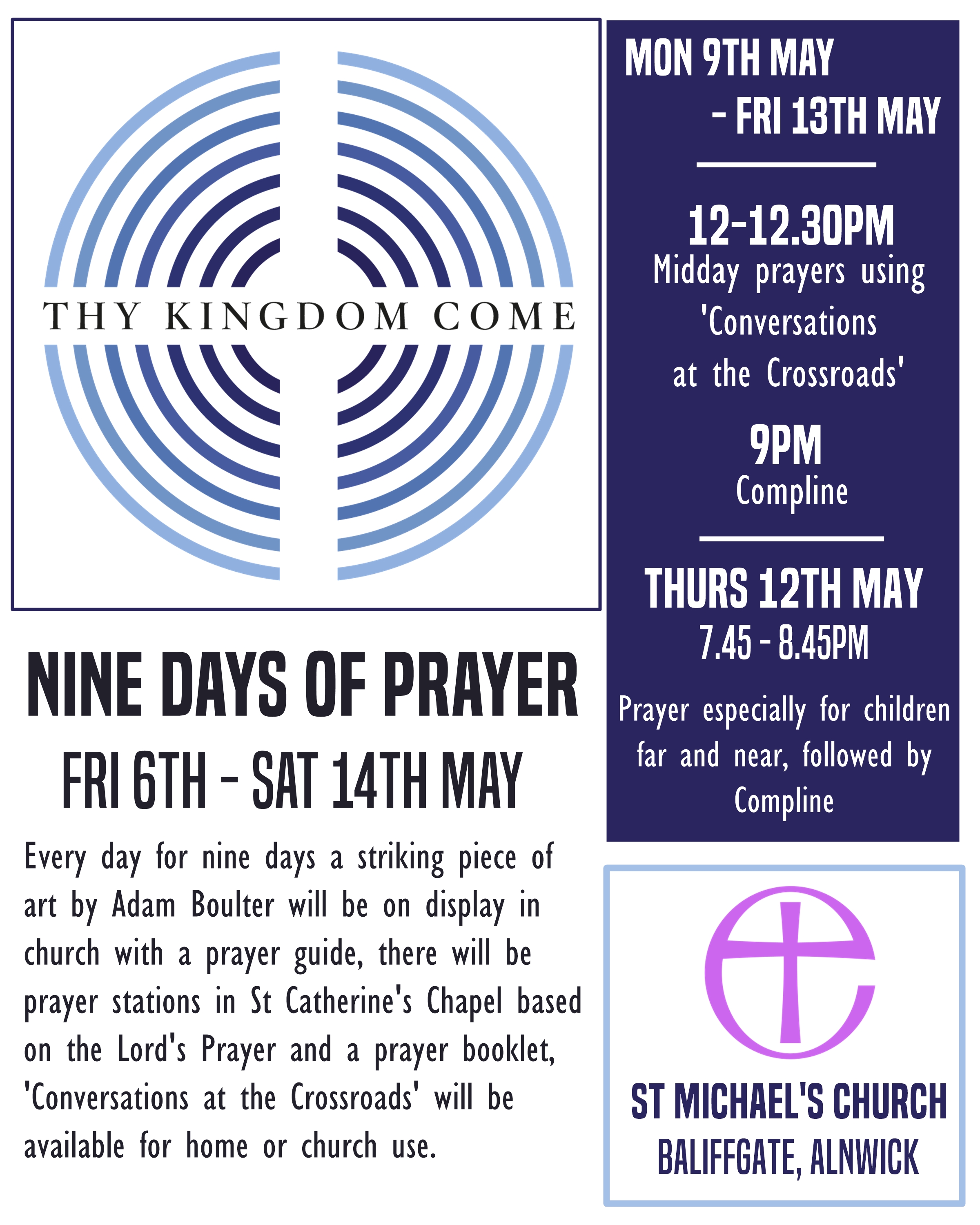 A poster presenting information about the Nine Days of Prayer at St Michael's Church